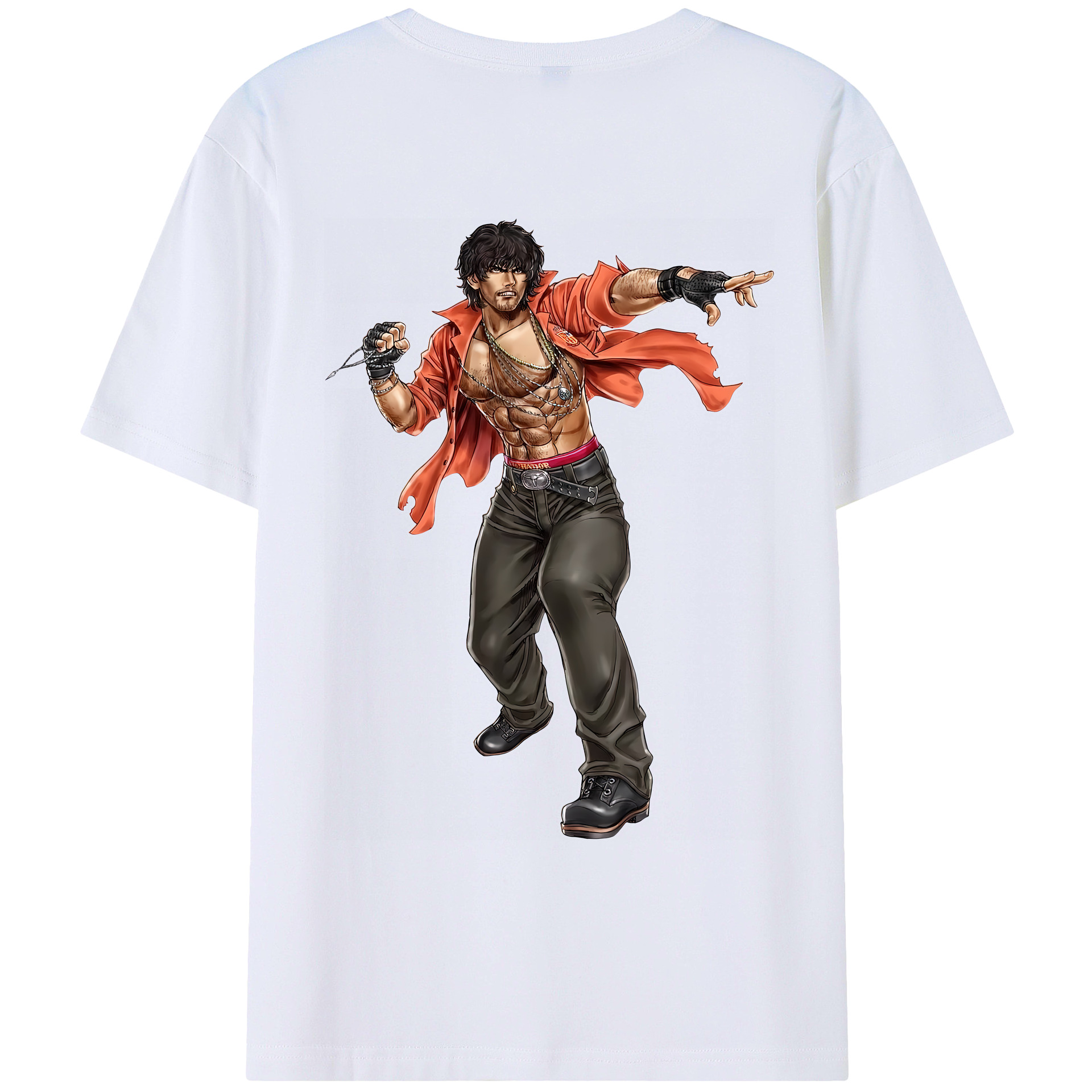 （画像用） 北斗の拳 Fist of the North Star 綿100％ メンズ半袖Tシャツ（バックプリント） 通気性