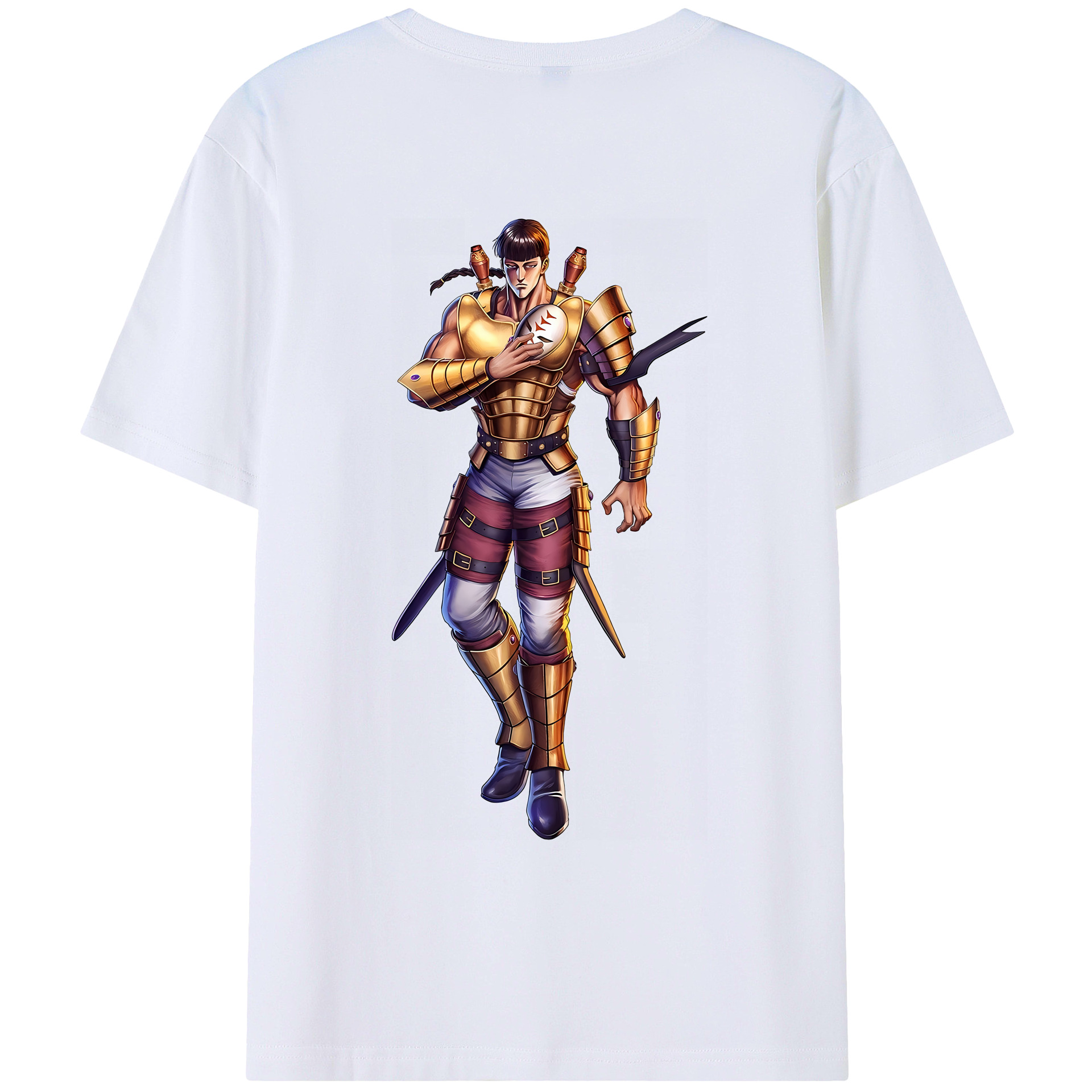 （画像用） 北斗の拳 Fist of the North Star 綿100％ メンズ半袖Tシャツ（バックプリント） 通気性