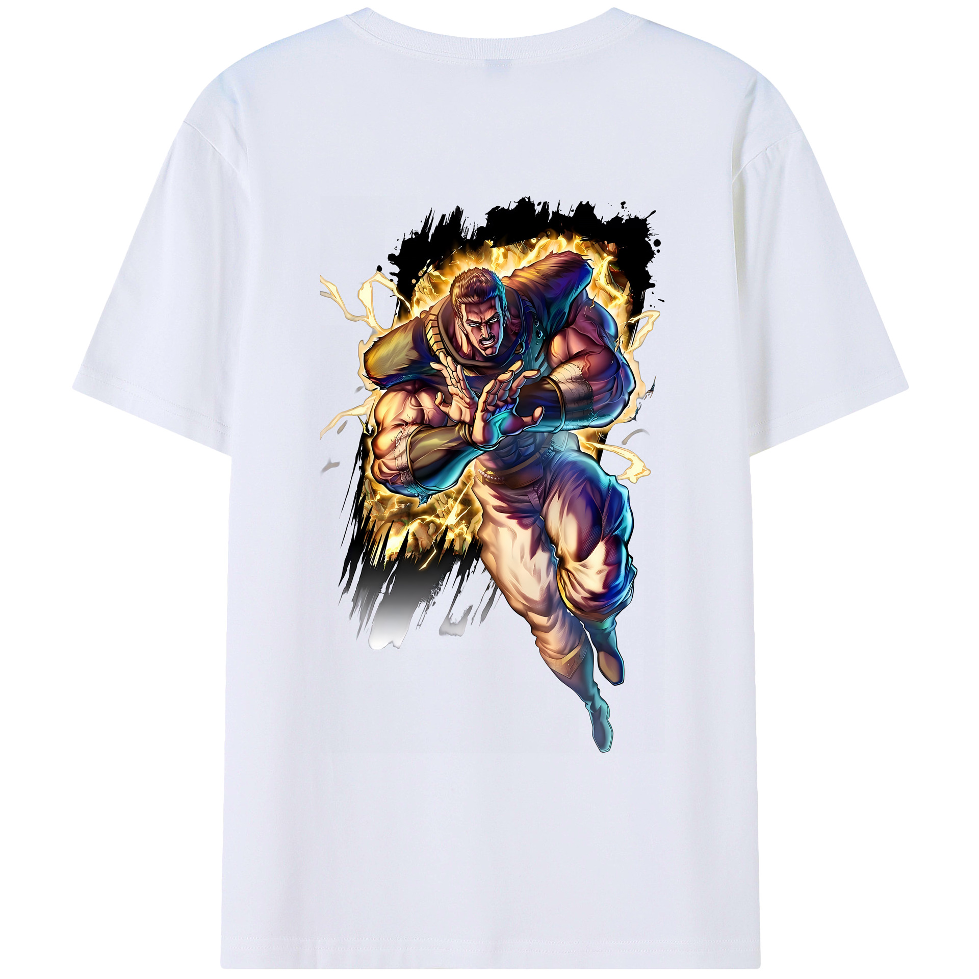 （画像用） 北斗の拳 Fist of the North Star 綿100％ メンズ半袖Tシャツ（バックプリント） 通気性