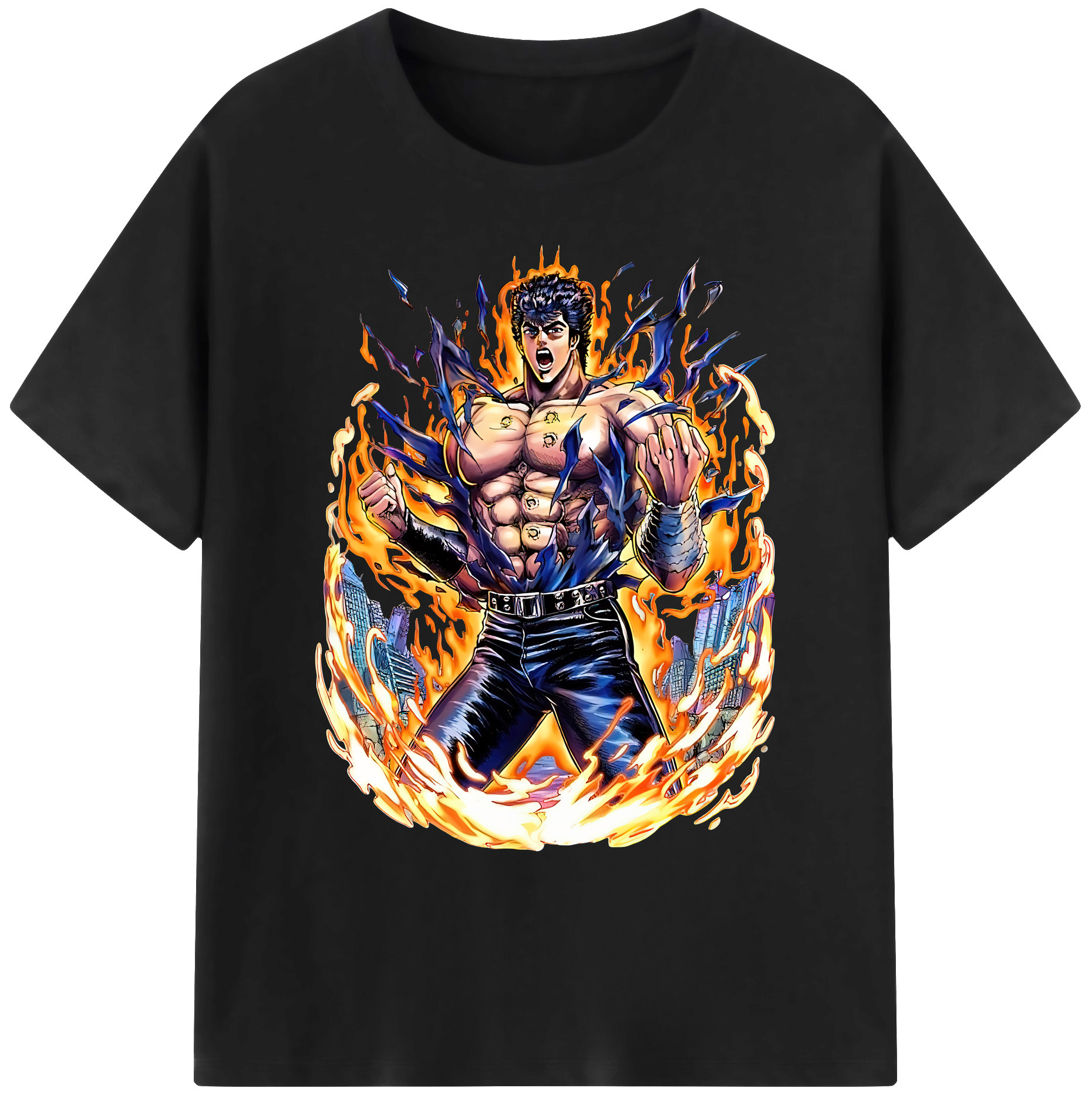 （画像用） 北斗の拳 Fist of the North Star 綿100％ メンズ半袖Tシャツ｜肌触りやわらか＆通気性