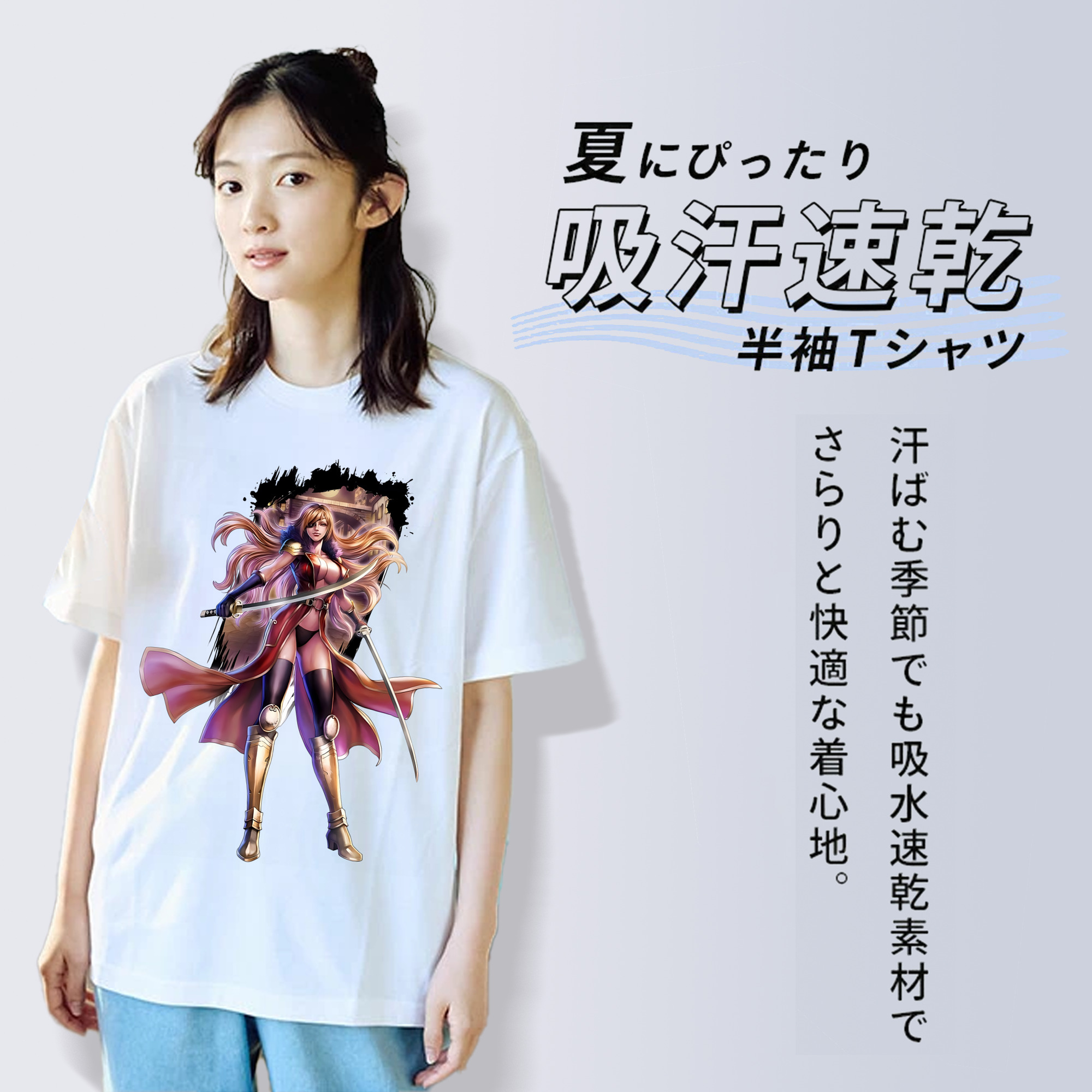 北斗の拳 Fist of the North Star レディースカジュアルプリントTシャツ（綿100％）