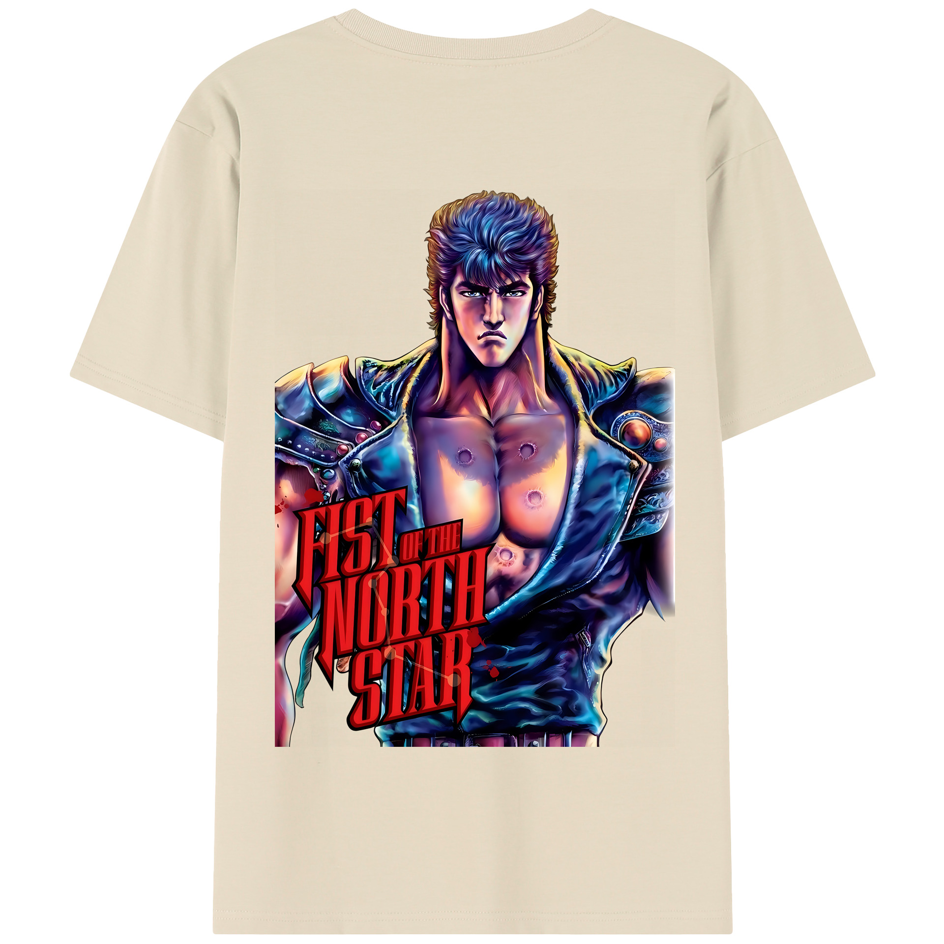 （画像用） 北斗の拳 Fist of the North Star 綿100％半袖Tシャツ（背面プリント）
